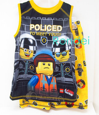 Lego Movie Boys Kids Youth Emmet Good Bad Cop Police Pj Tank Shirt Shorts Set