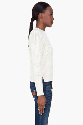 DSquared 1090 DSQUARED2 Cream Wool Cable Knit Sweater