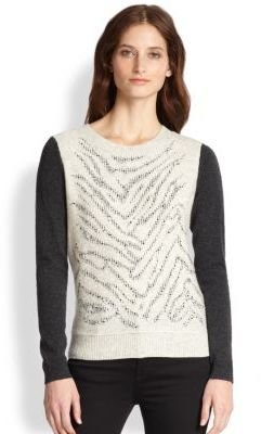 Rebecca Taylor Tiger Studded Wool & Cashmere-Blend Sweater