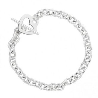 Simply Silver Sterling silver heart charm t bar bracelet