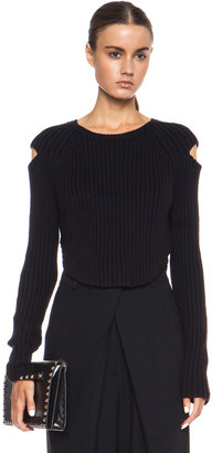 Cushnie Slashed Shoulder Knit Wool-Blend Sweater