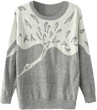 Choies Gray Swan Graphic Sweater