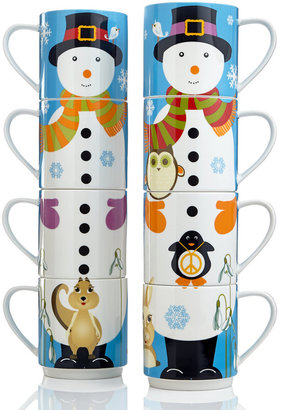 Maxwell & Williams CLOSEOUT! Set of 4 Kris Kringle Stackable Snowman Mugs