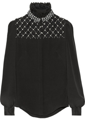 Alexander McQueen Embellished silk-cady and chiffon top