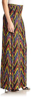 M Missoni Zigzag-Print Silk Wide-Leg Pants