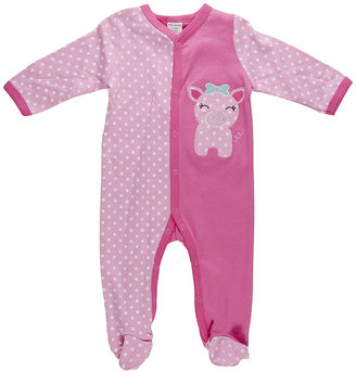 Cutie Pie Baby Light Pink Polka Dot Piggie Footie - Infant