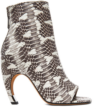 Givenchy Eclisi Curved Heel Snakeskin Embossed Leather Booties