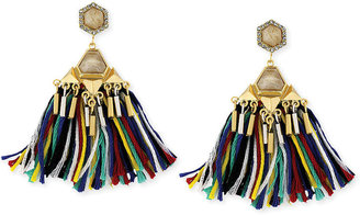 Vince Camuto Gold-Tone Colorful Fabric Tassel Drop Earrings