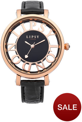 Lipsy Ladies Black Strap Watch With Black Dial