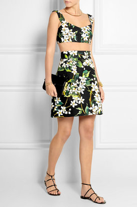 Dolce & Gabbana Floral-print woven cotton mini skirt