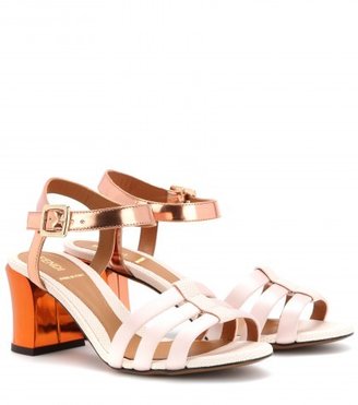 Fendi Leather And Satin Sandals