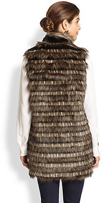 Saks Fifth Avenue Donna Salyers for Horizontal Faux Fur Vest