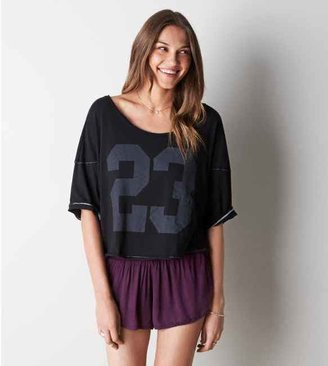American Eagle Don't Ask Why Cropped Football T-Shirt