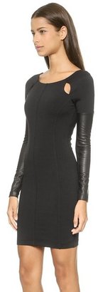 David Lerner Cutout Dress with Leather Sleeves