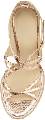 See by Chloe Leather Snake-Embossed Strappy Sandal