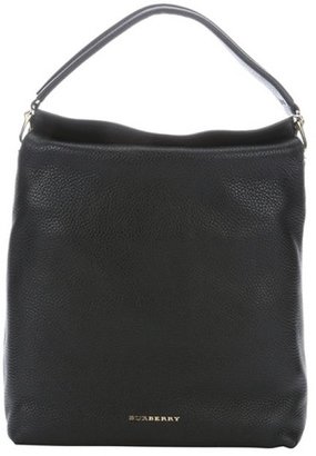 Burberry black leather large top handle bag