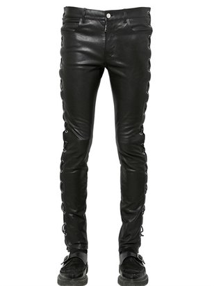 Saint Laurent 15cm Skinny Lace-Up Leather Jeans