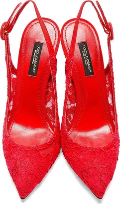 Dolce & Gabbana Red Lace Slingback Heels