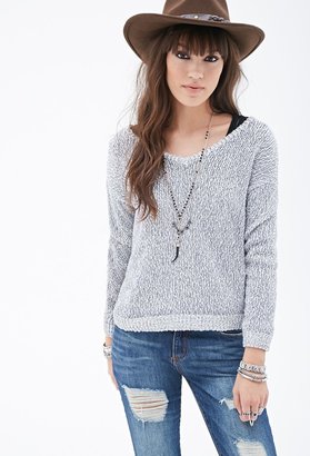 Forever 21 Marled Contrast-Trim V-Neck Sweater