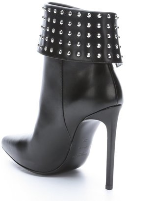 Saint Laurent black leather studded 'Paris' stiletto ankle boots