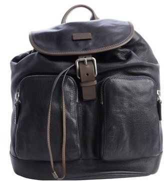 Giorgio Armani navy blue leather pocket detail backpack
