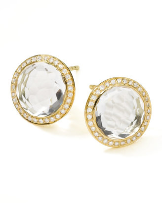 Ippolita 18K Gold Lollipop Stud Earrings, Clear Quartz with Diamonds