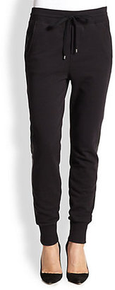 Vince Faux Leather-Trimmed Jersey Track Pants