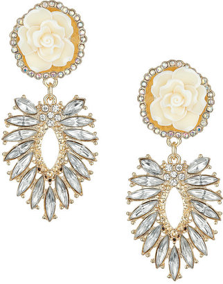 Miss Selfridge Cream flower drop earrings