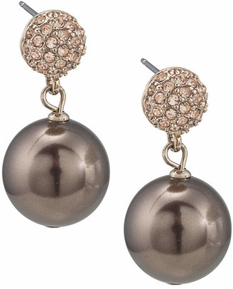 Carolee Earrings, Large Glass Pearl Double Drop Earrings