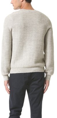 Vince Alpaca Herringbone V Neck Sweater