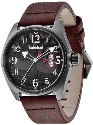 Timberland Sherington Gun Dial and Day Function and Brown Leather Strap Mens Watch