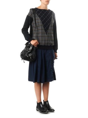 Band Of Outsiders Ruffle-front pleated denim skirt