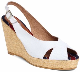 Brooks Brothers Cotton Canvas Slingback Wedge