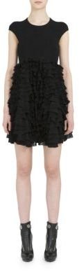 Alexander McQueen Ruffled Knit-Bodice Dress