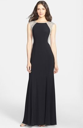 Xscape Evenings Crystal Back Jersey Gown (Regular & Petite)