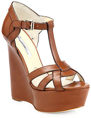 Brian Atwood Sema Leather Wedge Sandals