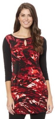 Star by Julien Macdonald Designer red feather print jersey tunic