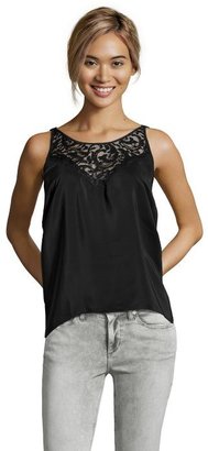 Chelsea Flower black silk and lace sleeveless blouse