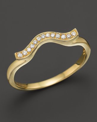 Sylvie Dana Rebecca Designs 14K Yellow Gold and Diamond Rose Wave Ring