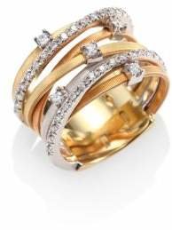 Marco Bicego Goa Diamond, 18K Rose, White & Yellow Gold Multi-Row Ring