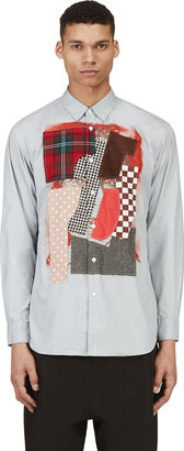 Comme des Garcons Shirts Grey & Red Painted Eye Patchwork Shirt