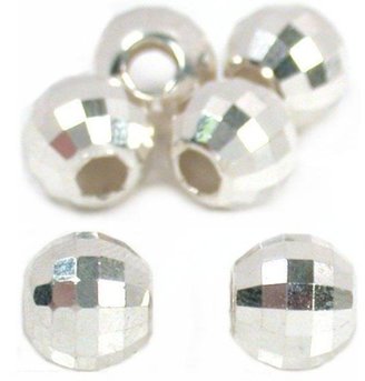Generic 6 Mirror Beads Faceted Silver Beading Jewelry Parts 8mm