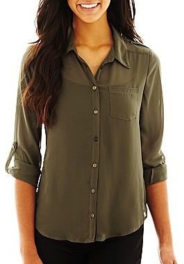 JCPenney BY AND BY by&by Button-Front Shirt
