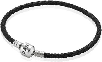 Pandora Black Single Woven Leather 19cm Bracelet