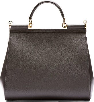 Dolce & Gabbana Grey Leather Sicily Large Shoulder Bag