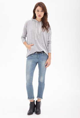 Forever 21 Contemporary Heathered Knit Batwing Hoodie