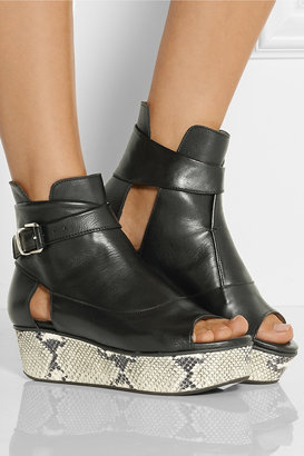 Thakoon Snake-effect and leather platform sandals