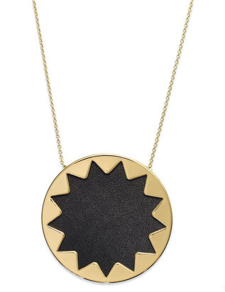 House Of Harlow Gold-Tone Leather Sunburst Pendant Necklace