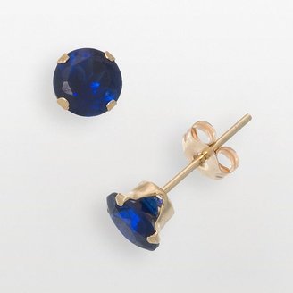 10k Gold Lab-Created Sapphire Stud Earrings