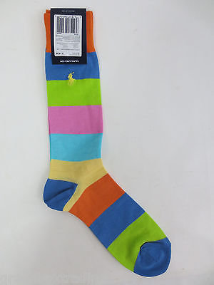 Polo Ralph Lauren Men's Rugby Stripe Socks in Orange Multi Sz 10-13 /Single Pair